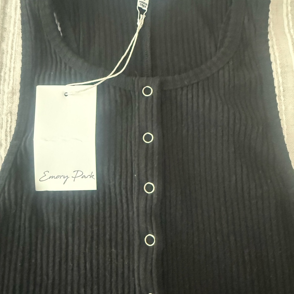 Emory Park Black Button-Front Ribbed max dress